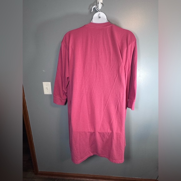 Woman Within 2X Pink Lace-Up Shift Dress Pockets 3/4 Sleeve Plus Size 26W/28W - Picture 9 of 13